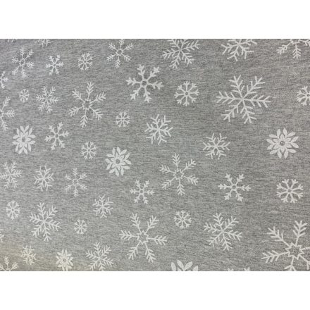 Asztalterítő 0043 textil hatású szürke alap fehér jégkristály,csillogó